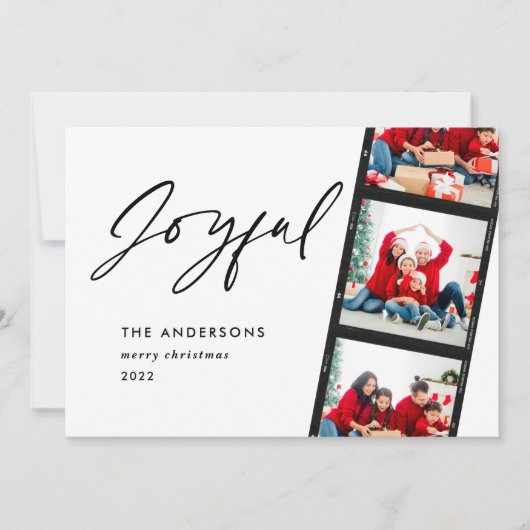 Modern minimaal 2 foto Joyful Kerstred (Voorkant)