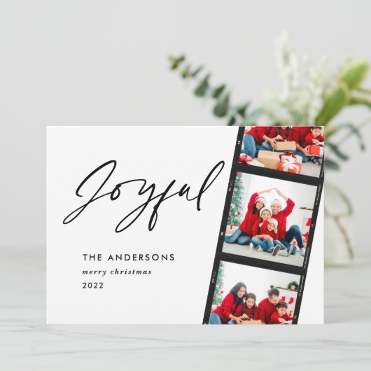 Modern minimaal 2 foto Joyful Kerstred (Staand voorkant)