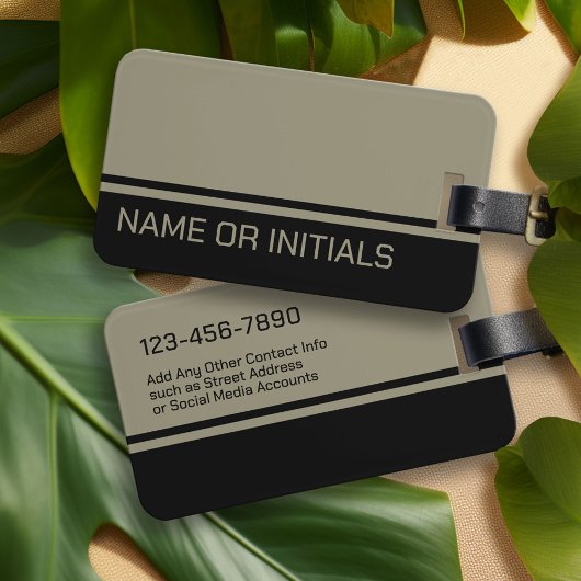 Modern, minimaal 2 kleuren ontwerp met naam - Zwar Bagagelabel