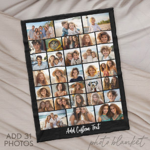 Modern Minimaal 31 Foto Collage met Script Tekst Fleece Deken