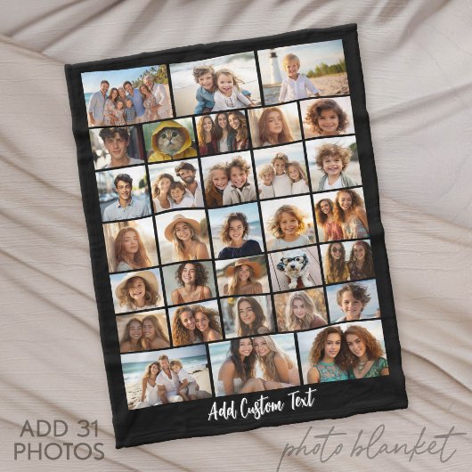 Modern Minimaal 31 Foto Collage met Script Tekst Fleece Deken