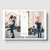 Modern minimaal | 3 foto monogram bruiloft gastenboek (Voorkant)