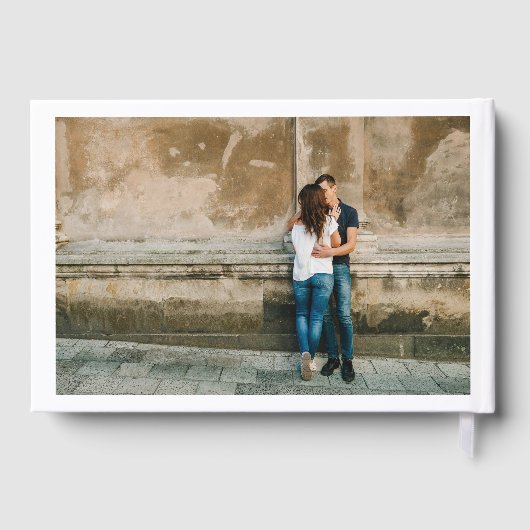 Modern minimaal | 3 foto monogram bruiloft gastenboek (Achterkant)