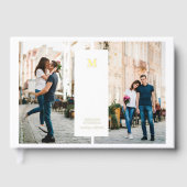 Modern minimaal | 3 foto monogram bruiloft gastenboek (Voorkant)