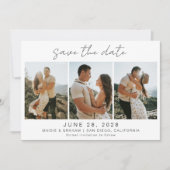 Modern Minimaal 4 Foto Save the Date (Voorkant)