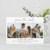 Modern Minimaal 4 Foto Save the Date (Staand voorkant)