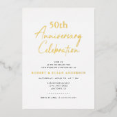 Modern minimaal 50e bruiloft Jubileum Folie Uitnodiging (Voorkant)