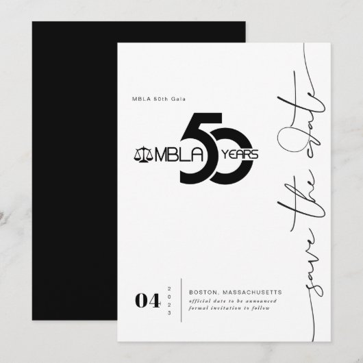 Modern Minimaal | 50e Gala Bewaar de Datum Save The Date (Voorkant / Achterkant)