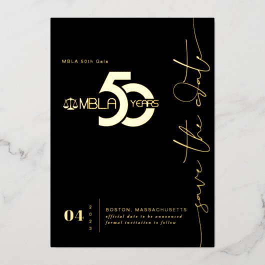 Modern Minimaal | 50e Gala Save the Date Folie Uitnodiging (Voorkant)