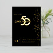 Modern Minimaal | 50e Gala Save the Date Folie Uitnodiging (Staand Voorkant)