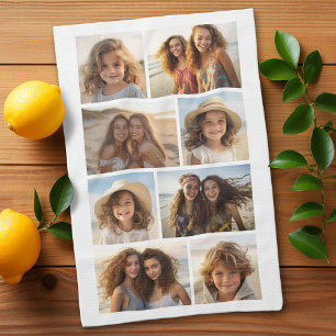 Modern Minimaal 8 Foto Raster Collage - Wit Theedoek