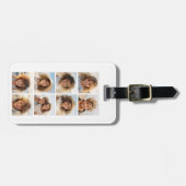 Modern minimaal 8 fotorooster collage - wit bagagelabel (Voorkant horizontaal)