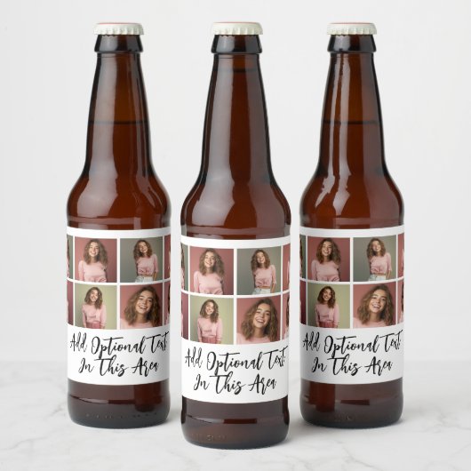 Modern minimaal 8 fotorooster collage - wit bier etiket (Flessen)