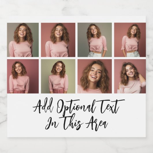 Modern minimaal 8 fotorooster collage - wit bier etiket (Enkel label)