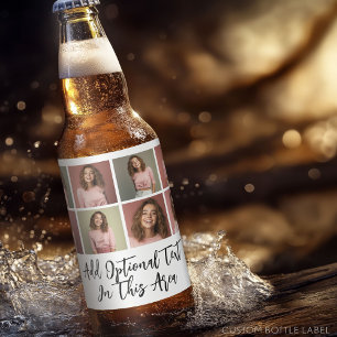 Modern minimaal 8 fotorooster collage - wit bier etiket