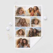 Modern minimaal 8 fotorooster collage - wit golfhanddoek (Insitu)