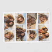 Modern minimaal 8 fotorooster collage - wit golfhanddoek (Horizontaal)