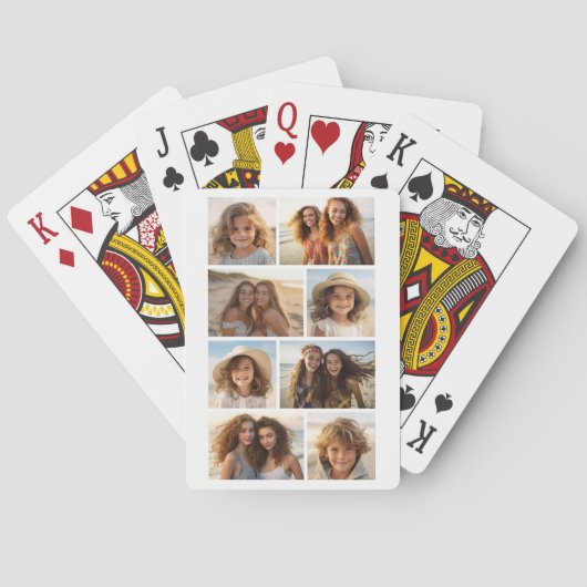 Modern minimaal 8 fotorooster collage - wit pokerkaarten (Achterkant)