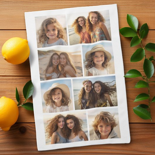 Modern minimaal 8 fotorooster collage - wit theedoek
