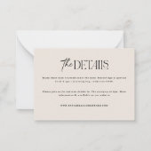 Modern minimaal abstract zwart wit bruiloft detail notitiekaartje (Achterkant)