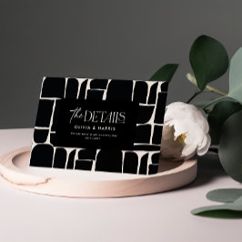 Modern minimaal abstract zwart wit bruiloft detail notitiekaartje