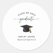 Modern minimaal Afstuderen Afstuderen Ronde Sticker (Voorkant)