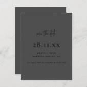 Modern Minimaal Alle Zwart Eenvoudig De datum opsl Aankondigingskaart (Voorkant / Achterkant)