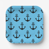 Modern minimaal ankerpatroon Sierkussen Papieren Bordje (Voorkant)
