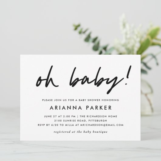 Modern minimaal Baby shower | Blauw Kaart (Staand voorkant)