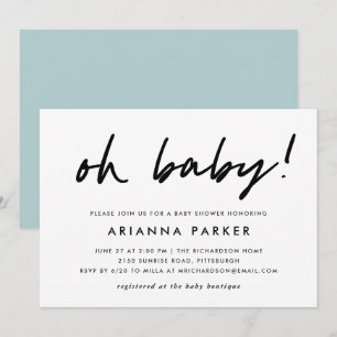 Modern minimaal Baby shower   Blauw Kaart
