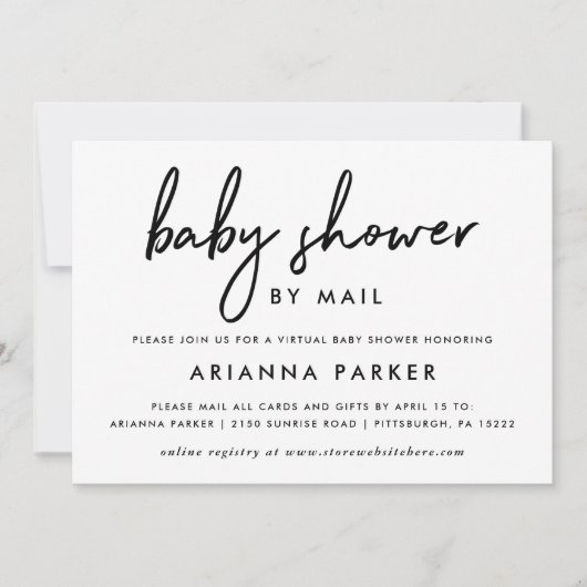 Modern minimaal Baby shower per post | Blauw Kaart (Voorkant)