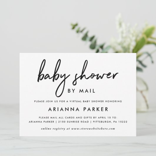 Modern minimaal Baby shower per post | Blauw Kaart (Staand voorkant)