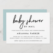 Modern minimaal Baby shower per post | Blauw Kaart (Voorkant / Achterkant)