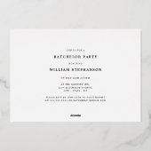 Modern Minimaal Batchelor Party Folie Uitnodiging (Achterkant)