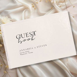 Modern, minimaal, beige, bruiloft gastenboek