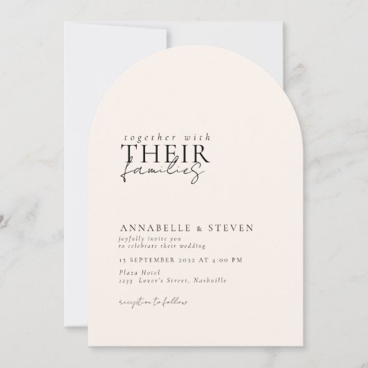 Modern, minimaal, beige, bruiloft kaart (Voorkant)