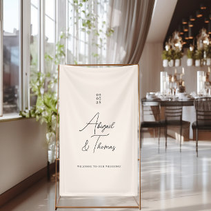 Modern, minimaal, beige, bruiloft spandoek
