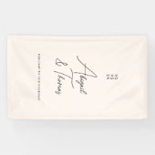 Modern, minimaal, beige, bruiloft spandoek (Horizontaal)