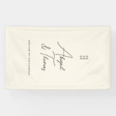 Modern, minimaal, beige, bruiloft spandoek (Horizontaal)