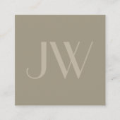 Modern minimaal beige monogram binnenontwerp vierkante visitekaartje (Voorkant)