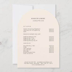 Modern, Minimaal, Beige, Salon prijslijst Kaart