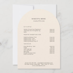 Modern, Minimaal, Beige, Salon Prijslijstkaart Kaart