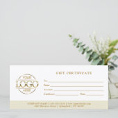 Modern Minimaal Beige Zakelijk Logo Cadeaubon (Staand voorkant)