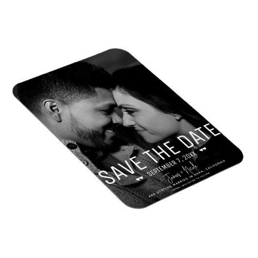 Modern Minimaal Bewaar de datum Bruiloft Foto Magneet (Rechterzijde)