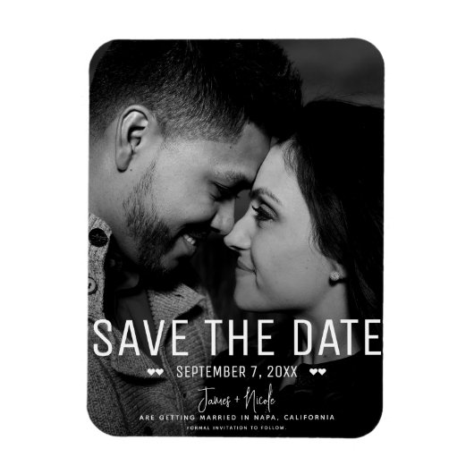 Modern Minimaal Bewaar de datum Bruiloft Foto Magneet (Verticaal)