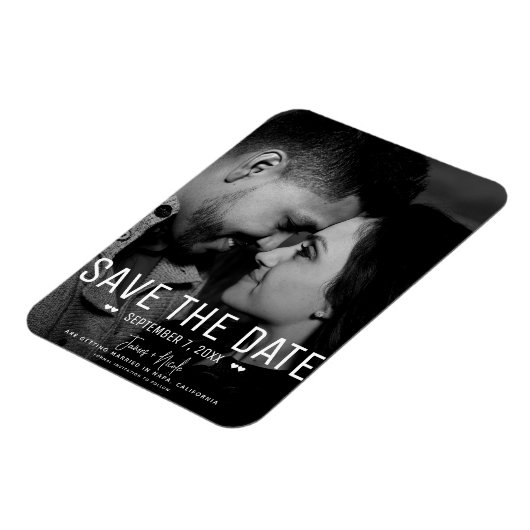 Modern Minimaal Bewaar de datum Bruiloft Foto Magneet (Linkerzijde)