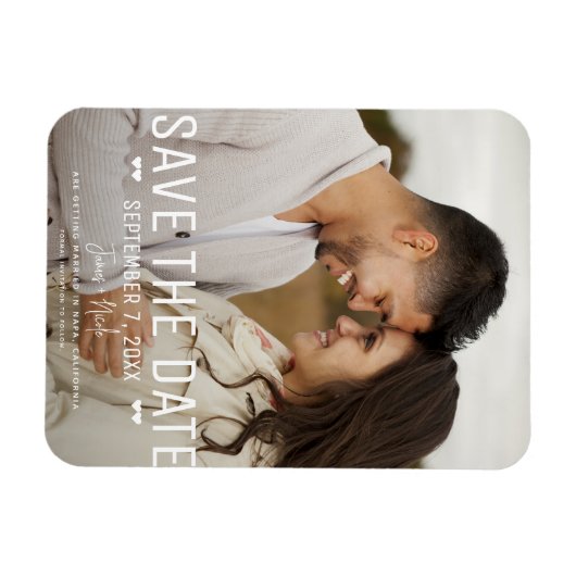 Modern Minimaal Bewaar de datum Bruiloft Foto Magneet (Horizontaal)