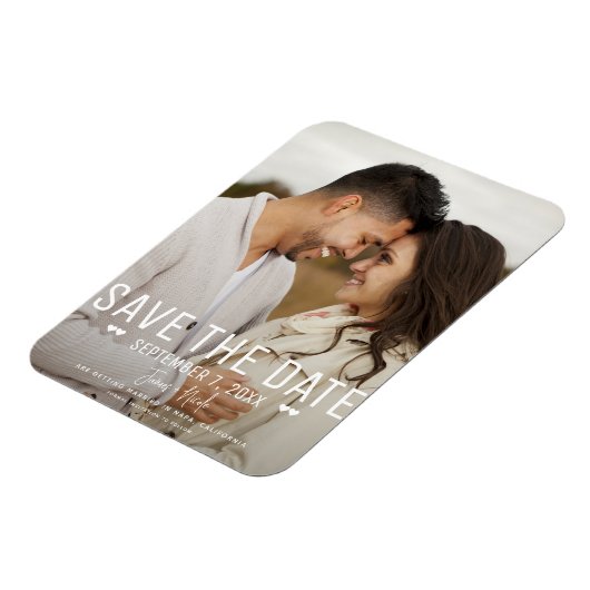 Modern Minimaal Bewaar de datum Bruiloft Foto Magneet (Linkerzijde)