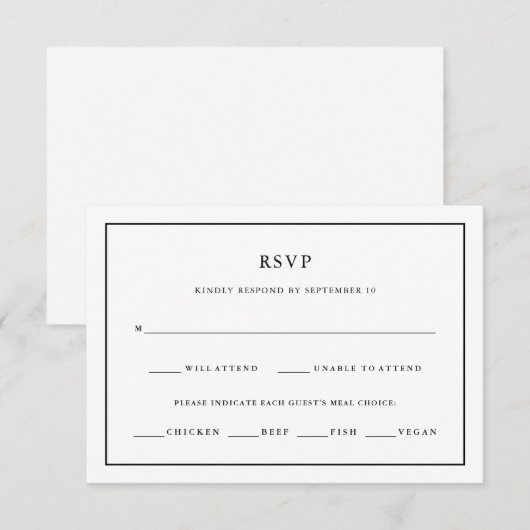 Modern minimaal | Bewerkbare keuze van kleurrand RSVP Kaartje (Voorkant / Achterkant)