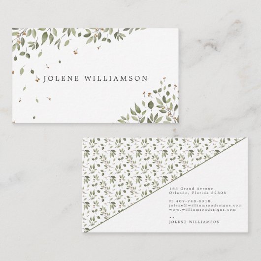 Modern minimaal biologisch groen Visitekaartje (Voorkant / Achterkant)